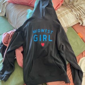 Black Hoodie with Blue Print